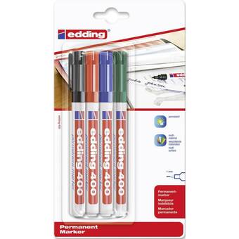 Conrad Edding edding 400 4-400-4 permanent marker blauw, groen, rood, zwart watervast: ja aanbieding