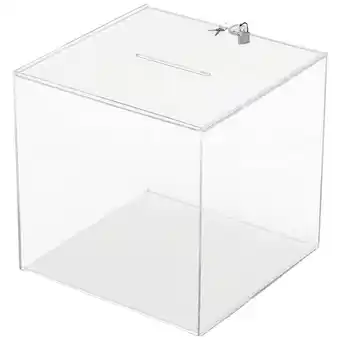 Conrad Deflecto actiebox met gleuf en slot glas (helder) (b x h x d) 300 x 300 x 300 mm 1 stuk(s) aanbieding