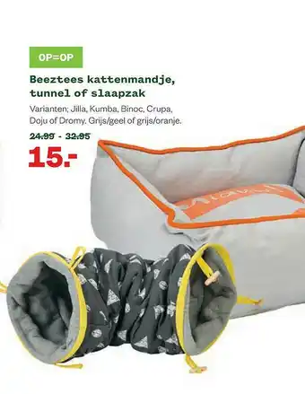 Welkoop Beeztees Kattenmandje, Tunnel Of Slaapzak aanbieding