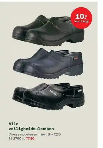Welkoop Alle Veiligheidsklompen 10.- Korting aanbieding