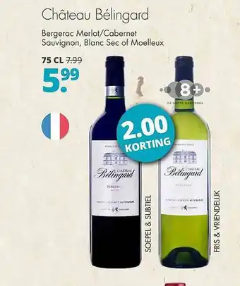 Mitra Château Bélingard Bergerac Merlot-Cabernet Sauvignon, Blanc Sec Of Moelleux 2.00 Korting aanbieding