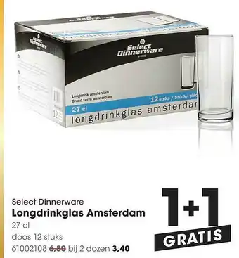 HANOS Select Dinnerware Longdrinkglas Amsterdam 1+1 Gratis aanbieding