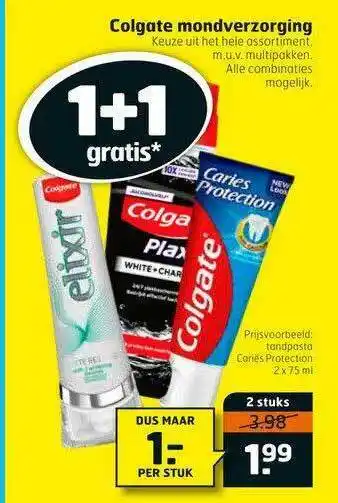 Trekpleister Colgate Mondverzorging 1+1 Gratis aanbieding