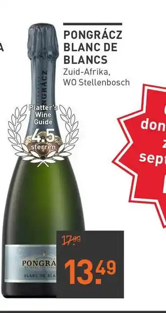 Gall & Gall Pongrácz Blanc De Blancs Zuid-Afrika, WO Stellenbosch aanbieding