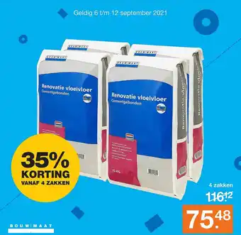 BOUWMAAT Bouwmaat Renovatie Vloeivloer Cementgebonden 35% Korting aanbieding