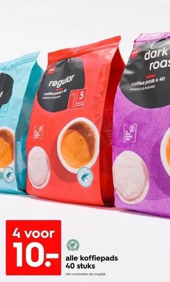 HEMA Alle koffiepads 40 stuks aanbieding