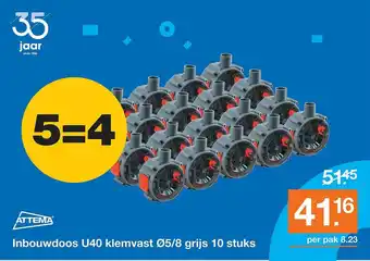 BOUWMAAT Inbouwdoos U40 Klemvast Ø5-8 Grijs 10 Stuks aanbieding