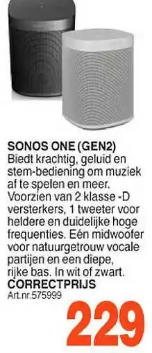 Correct Sonos One (Gen2) Slimme Luidspreker aanbieding