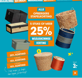 Kwantum ALLE OPBERGERS STAPELKORTING aanbieding