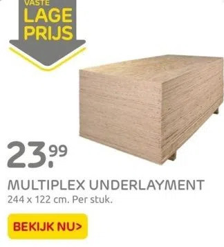 Praxis Multiplex underlayment aanbieding