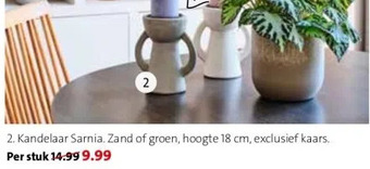 Intratuin 2. kandelaar sarnia. zand of groen, hoogte 18 cm, exclusief kaars. aanbieding