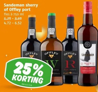 Poiesz Sandeman sherry of offley port aanbieding