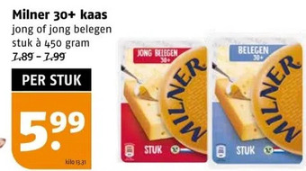 Poiesz Milner 30+ kaas jong of jong belegen aanbieding