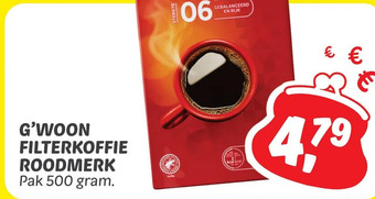 Dekamarkt G'woon filterkoffie roodmerk aanbieding
