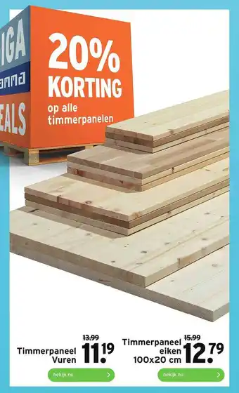 GAMMA Timmerpaneel Vuren Of Timmerpaneel Eiken 100x20 Cm 20% Korting aanbieding