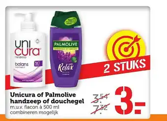 Coop Unicura Of Palmolive Handzeep Of Douchegel aanbieding