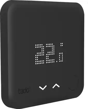 Coolblue Tado slimme thermostaat v3+ zwart draadloos startpakket + 1 radiatorknop aanbieding