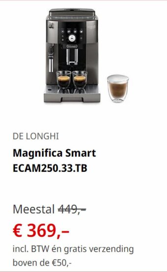 MediaMarkt DE LONGHI Magnifica Smart ECAM250.33.TB aanbieding