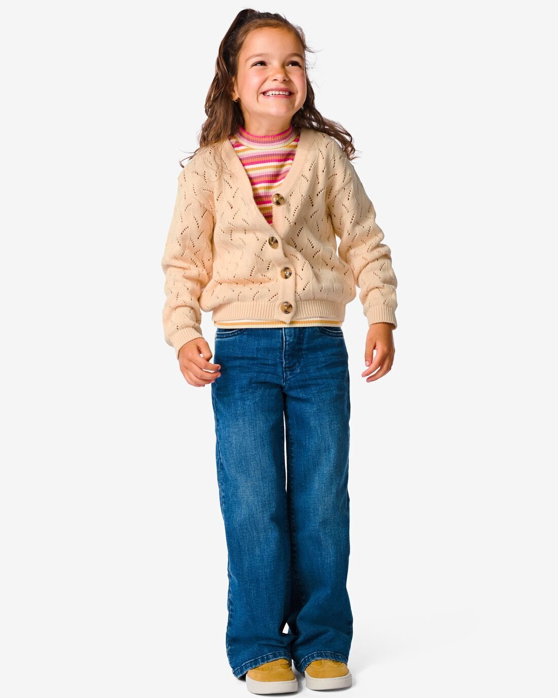 Hema kinder vest ajour gebreid beige (beige) aanbieding bij HEMA