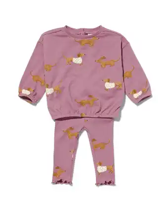 HEMA Hema baby set trui en legging honden roze (roze) aanbieding