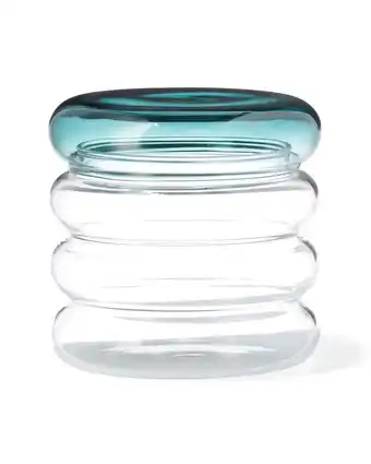 HEMA Hema glazen pot met deksel ø9.5x8 groen (transparant) aanbieding
