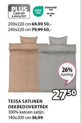 Jysk Tessa satijnen dekbedovertrek aanbieding