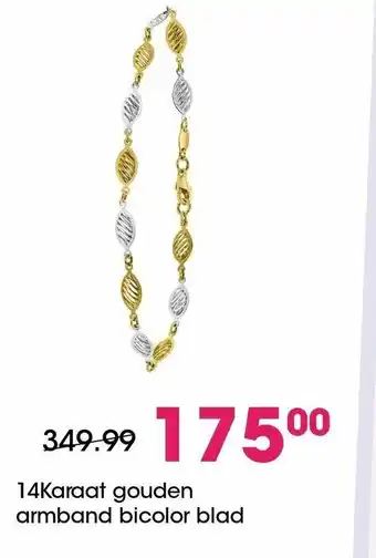 Lucardi 14karaat gouden armband bicolor blad aanbieding