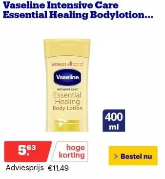 Bol.com Vaseline intensive care essential healing bodylotion 400 ml aanbieding
