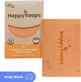 Bol.com Happysoaps body wash bar - arganolie & rozemarijn - kruidig en intens geurend - 100% plasticvrij, vegan & diervriendelijk - 1 aanbieding