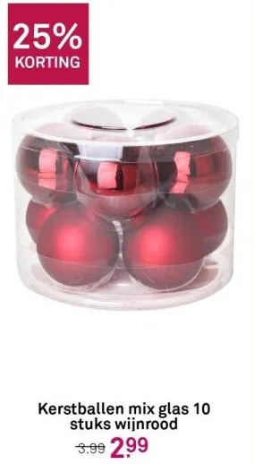 Karwei Kerstballen mix glas 10 stuks wijnrood aanbieding