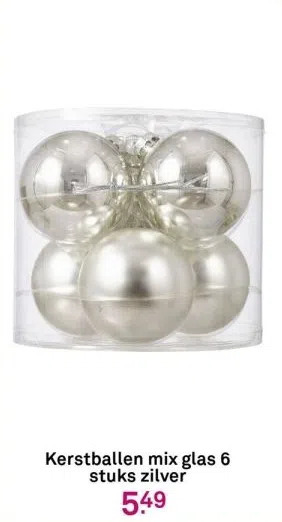 Karwei Kerstballen mix glas 6 stuks zilver aanbieding