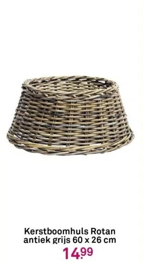 Karwei Kerstboomhuls rotan antiek grijs 60 x 26 cm aanbieding