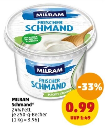 PENNY DE MILRAM Schmand 250g aanbieding