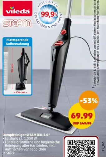 PENNY DE vileda Dampfreiniger STEAM XXL 3.0 aanbieding