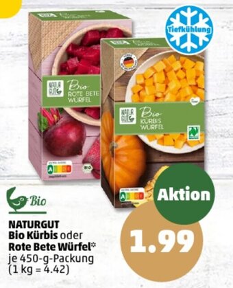 PENNY DE NATURGUT Bio Kürbis oder Rote Bete Würfel 450g aanbieding