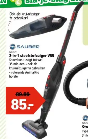 Marskramer Sauber Steelstofzuier 2in1 V55 aanbieding