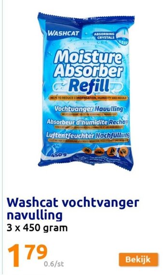 Action Washcat vochtvanger navulling 3 x 450 gram aanbieding