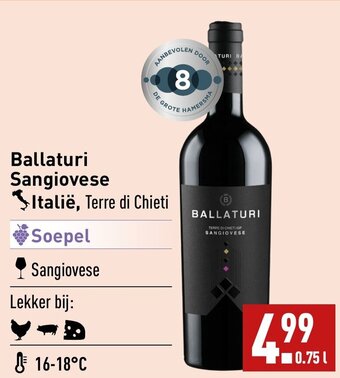 ALDI Ballaturi Sangiovese Italië, 0.75L aanbieding