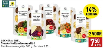 ALDI LEKKER & SNEL 3-vaks Hollandse maaltijd  500 g. aanbieding