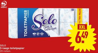 ALDI SOLO 3-laags toiletpapier 20 rollen. aanbieding