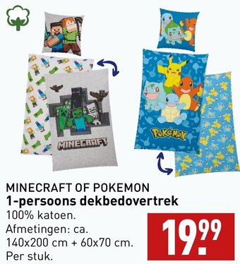 ALDI MINECRAFT OF POKEMON 1-persoons dekbedovertrek aanbieding