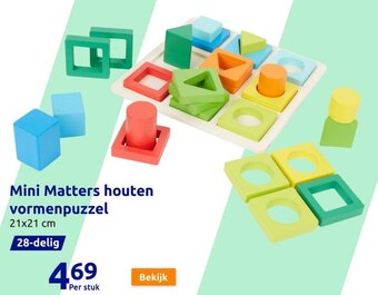 Action Mini Matters houten vormenpuzzel 21x21 cm aanbieding