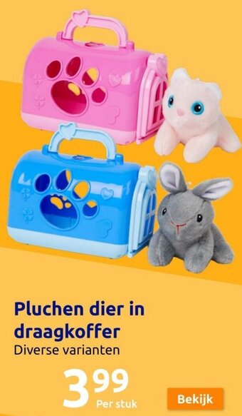 Action Pluchen dier in draagkoffer aanbieding