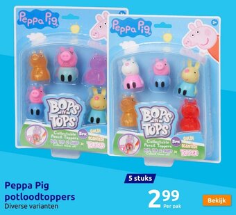 Action Peppa Pig potloodtoppers 5 stuks aanbieding