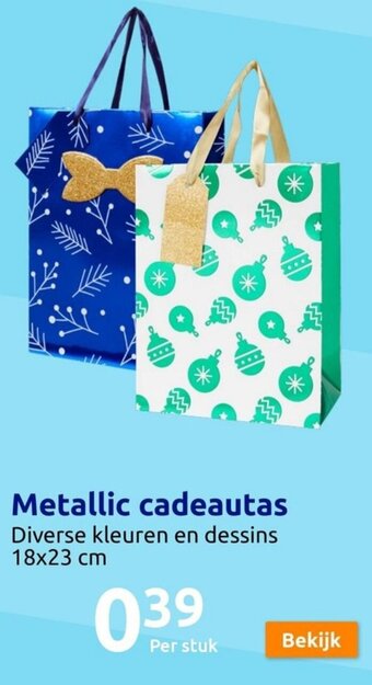 Action Metallic cadeautas  18x23 cm aanbieding