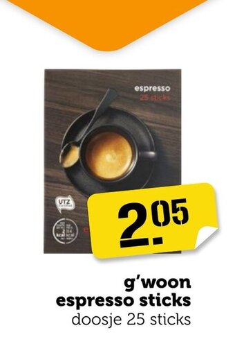 Coop g'woon espresso sticks doosje 25 sticks aanbieding