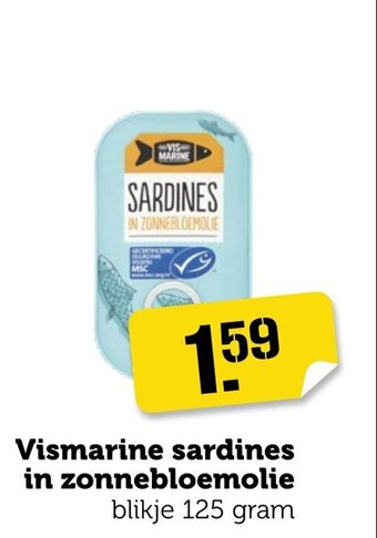 Coop Vismarine sardines in zonnebloemolie blikje 125 gram aanbieding