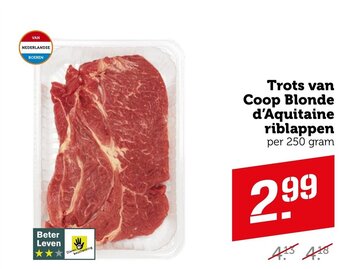 Coop Trots van Coop Blonde d'Aquitaine riblappen per 250 gram aanbieding