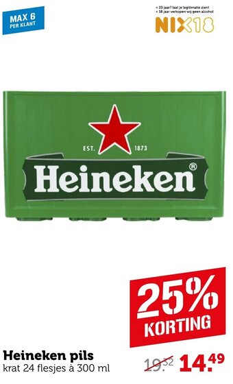 Coop Heineken pils krat 24 flesjes à 300 ml aanbieding