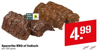 Coop Spareribs BBQ of Indisch per 500 gram aanbieding